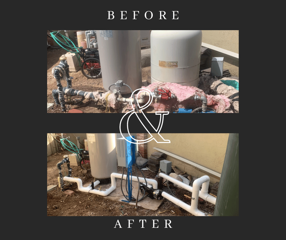 Before and after images for water well services.